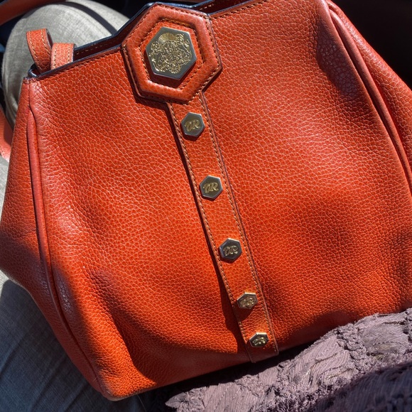 Perfect summer BAG - Vintage Orange Brown Leather bag. Made in France. - Picture 9 of 9